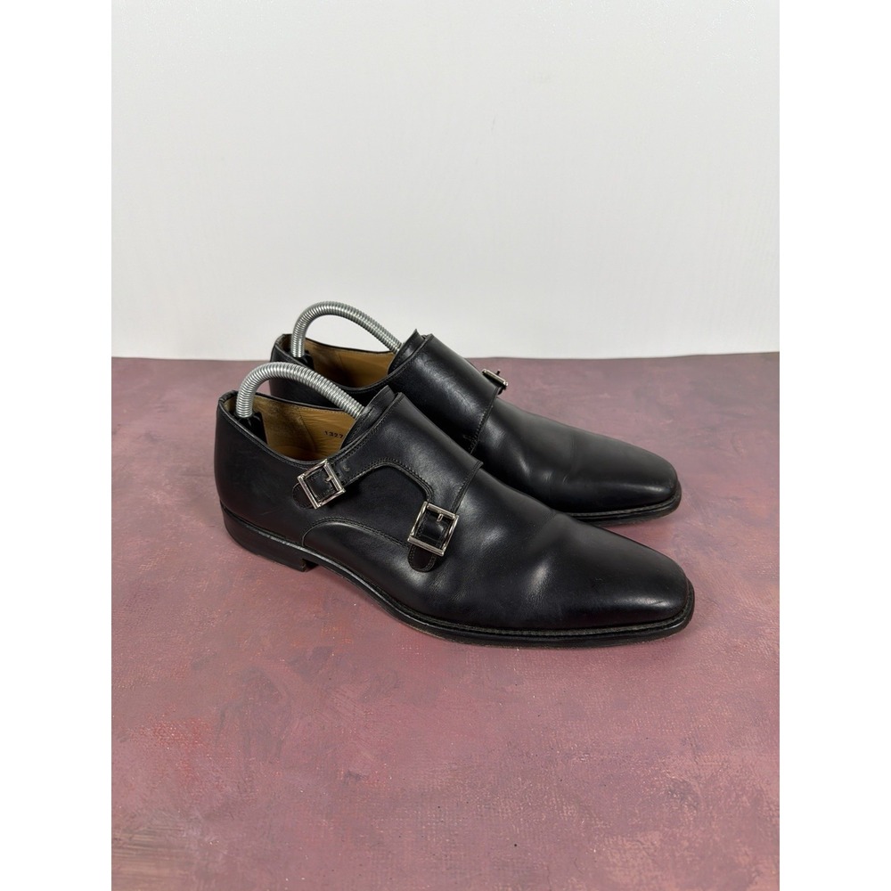 Magnanni‎ Monk Strap 13274 $350 Black Men Dress Shoes Sz 8 M